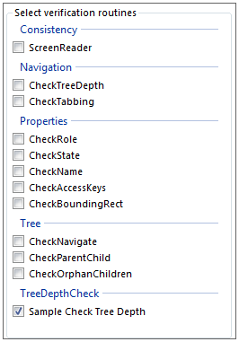 The Sample Check Tree Depth custom verification routine added to the AccChecker UI.